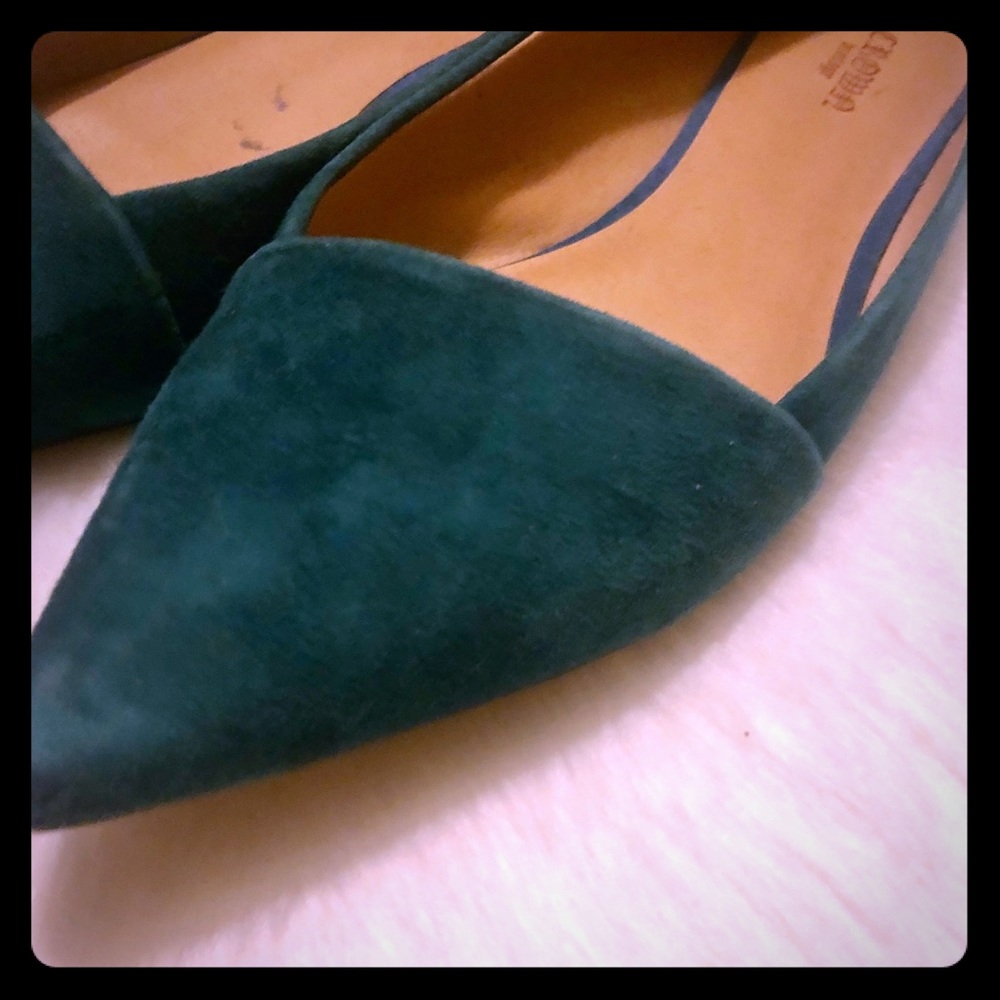Dark teal faux suede flats